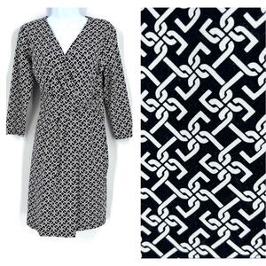Talbots Dress Surplice Faux Wrap Chain‎ Link MIDI medium petite